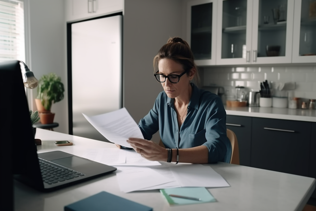 luckstonemx_A_woman_in_her_thirties_is_sitting_at_the_kitchen_t_03571365-482c-486a-9f91-e2dbc5ce22d0